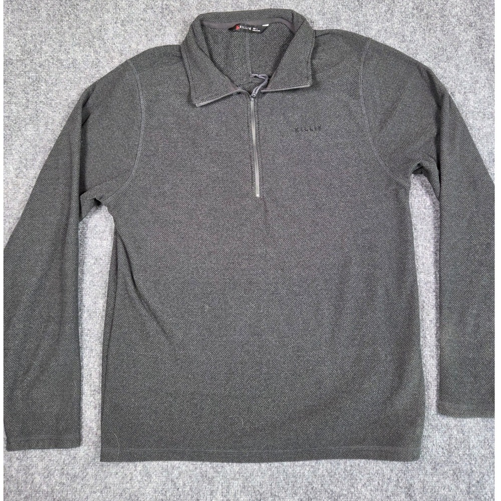 Killik Quarter Zip Pullover Mens L Gray Textured Grid Lightweight‎ Layer
